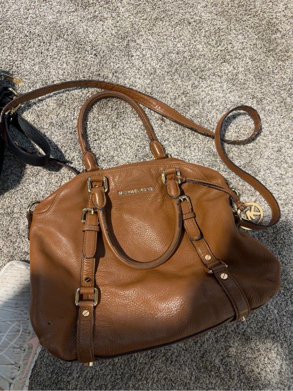 Michael Kors Pebbled Leather Satchel with Gold Hardware